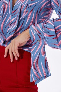 Фото Блузка c акцентными элементами и удлиненным манжетами (5)