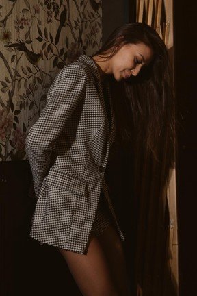 Фото Жакет приталенный гусиная лапка (4)