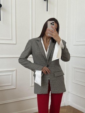 Фото Жакет приталенный гусиная лапка